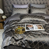 Luxury 140s Gold Line Cotton Satin Duvet Cover Set | Yedwo Home